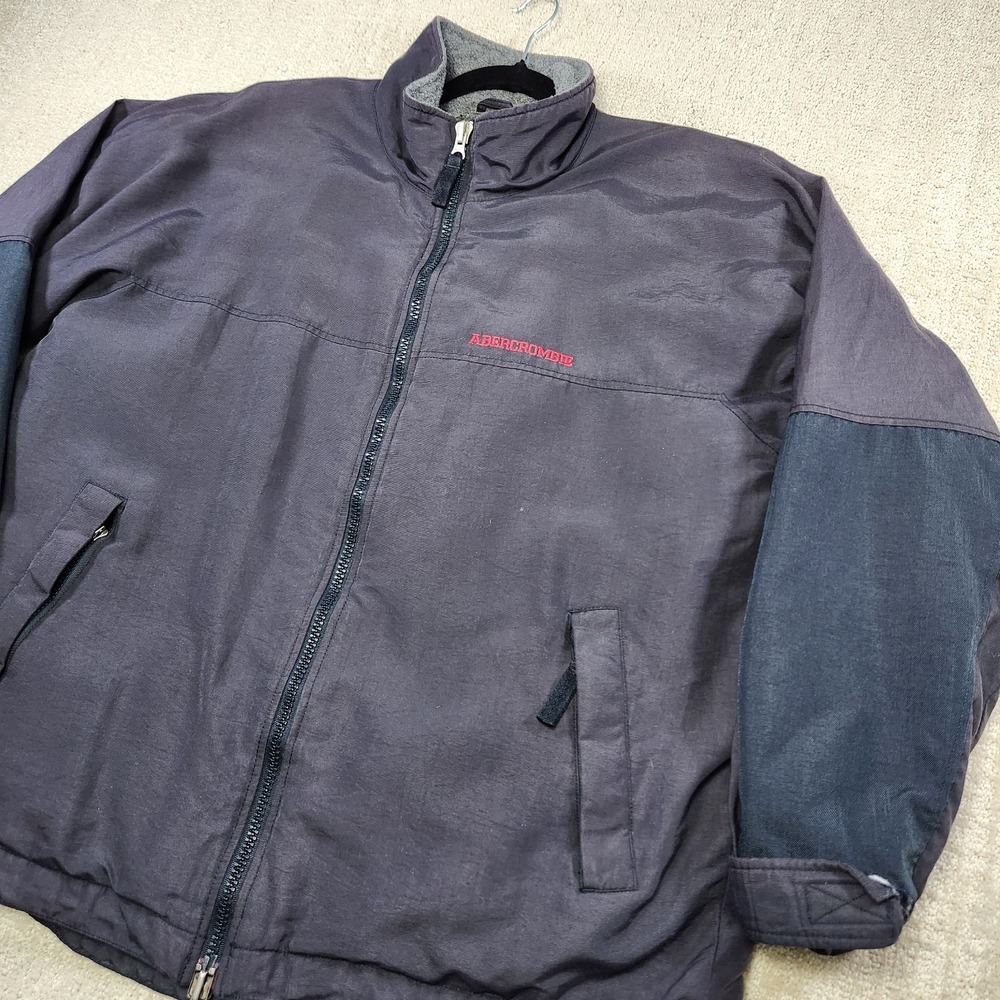 Vintage Abercrombie And Fitch Jacket Men Medium Fleece‎ Lined Water Resistant